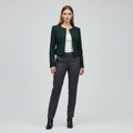 Cropped Waist-Defined Tailored Jacket