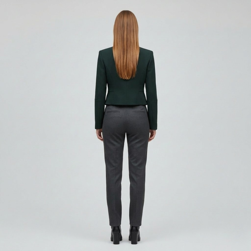 Cropped Waist-Defined Tailored Jacket