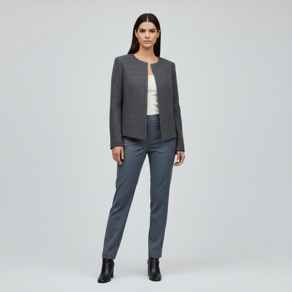 Textured Panel Cropped Jacket