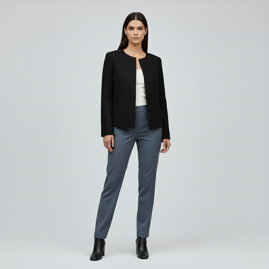 Textured Panel Cropped Jacket