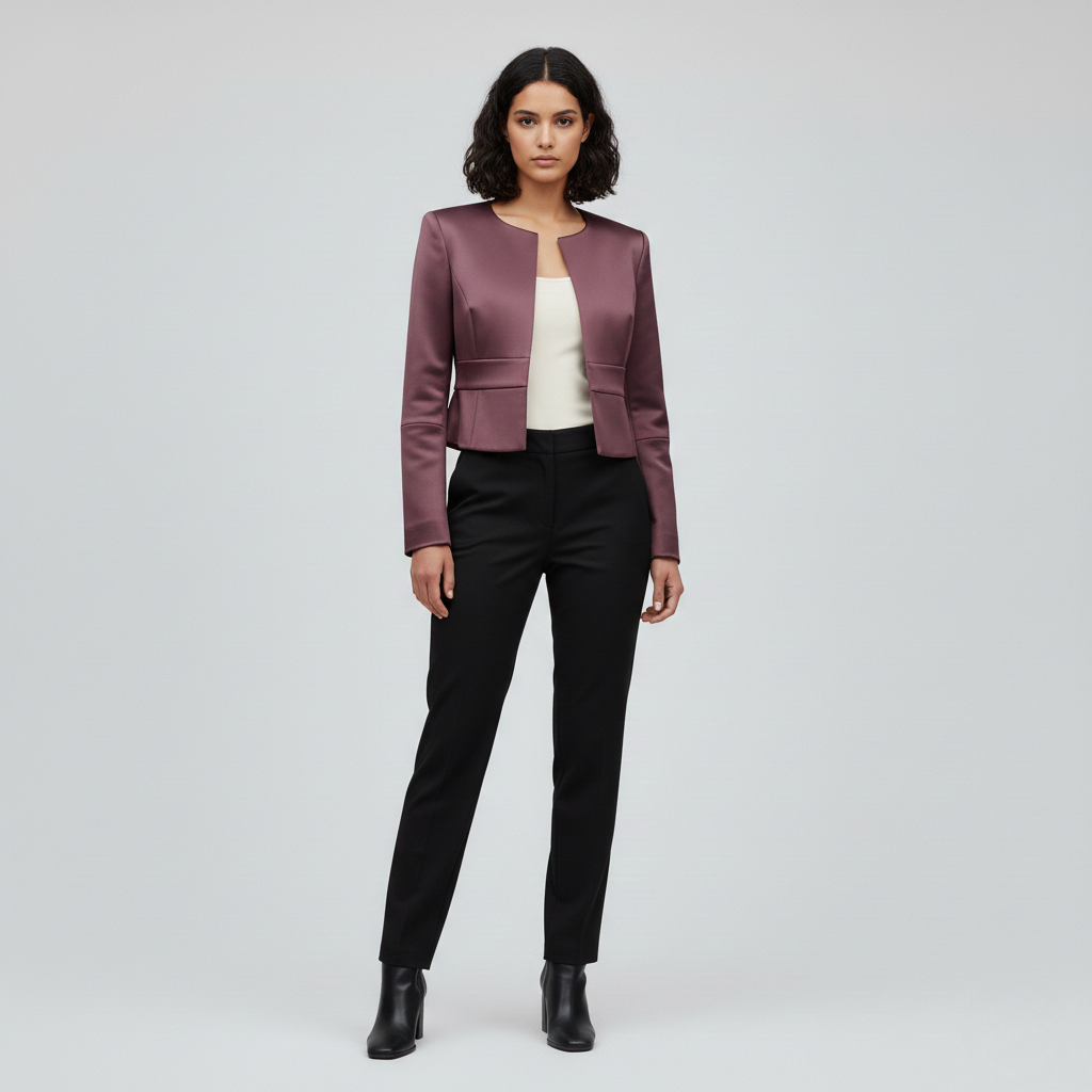 Satin Finish Cropped Tailored Jacket