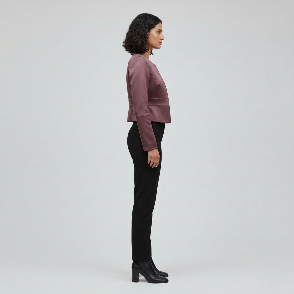 Satin Finish Cropped Tailored Jacket