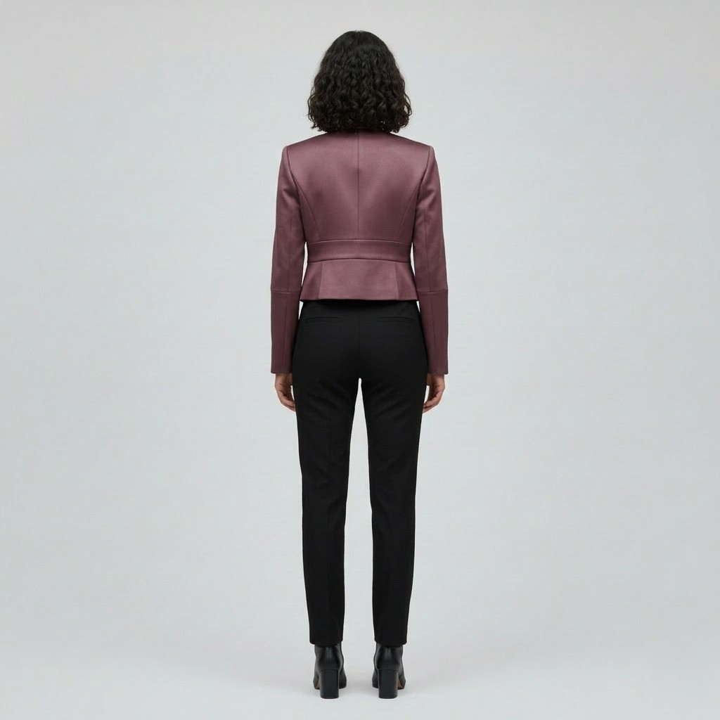 Satin Finish Cropped Tailored Jacket