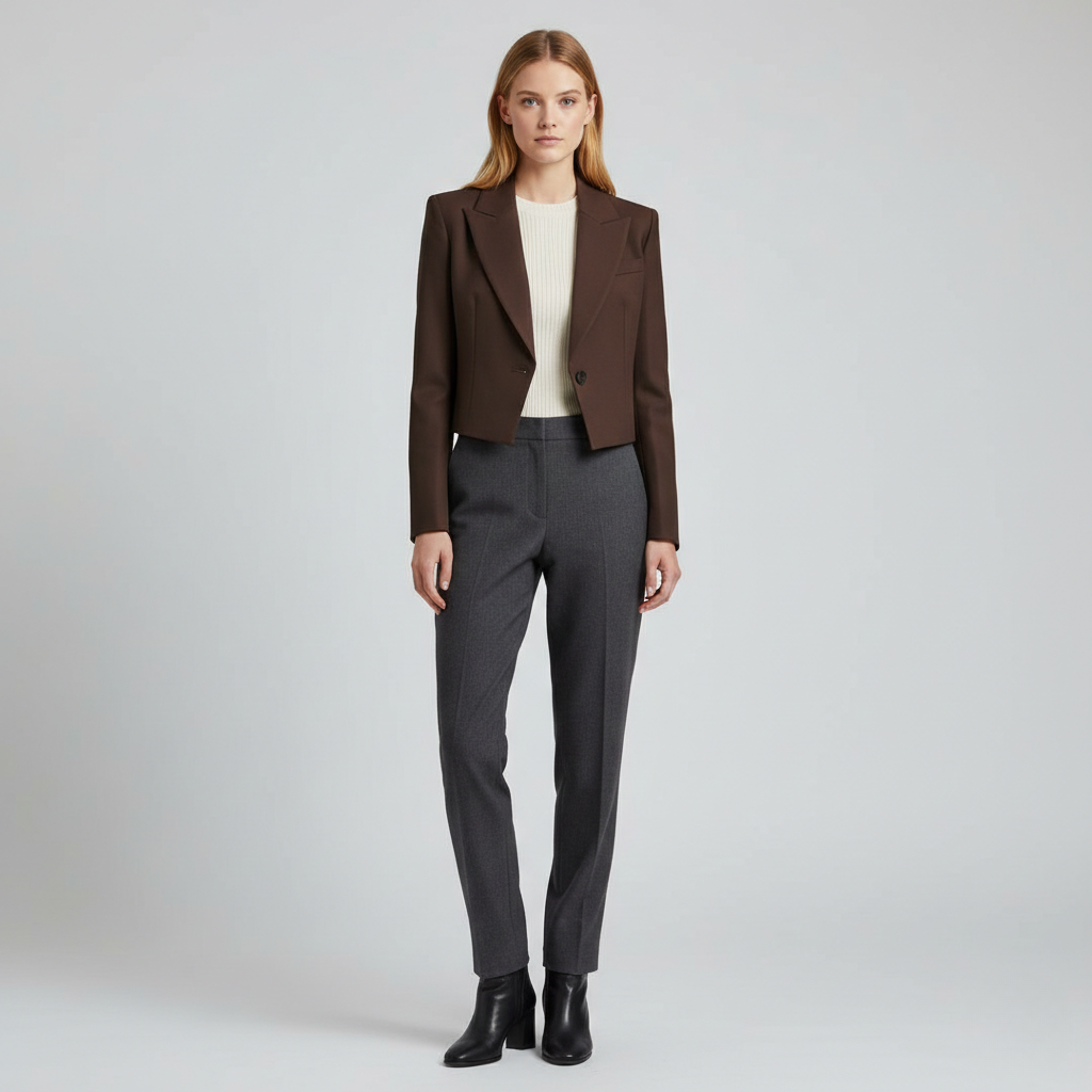Cropped Single-Button Tailored Blazer