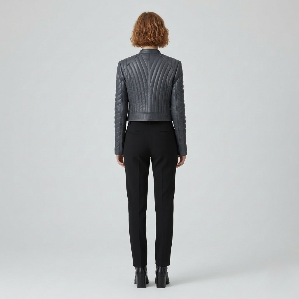 Quilted Sleeve Cropped Leather Jacket