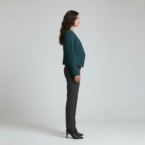 Asymmetric Open-Front Cropped Blazer