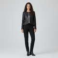 Peplum Hem Cropped Leather Jacket