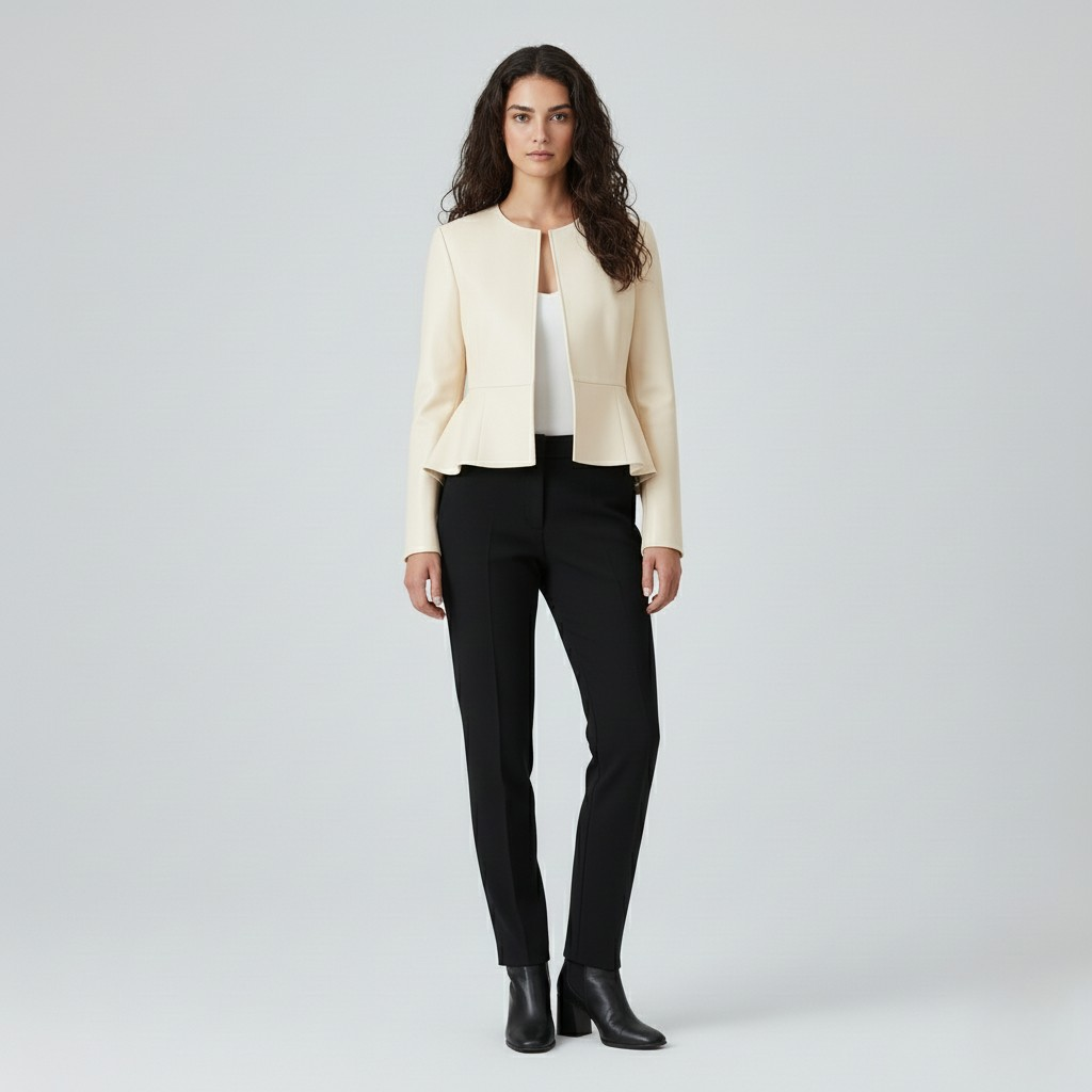 Peplum Hem Cropped Leather Jacket