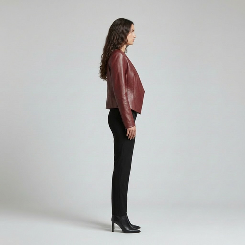 Asymmetric Zip Cropped Leather Jacket