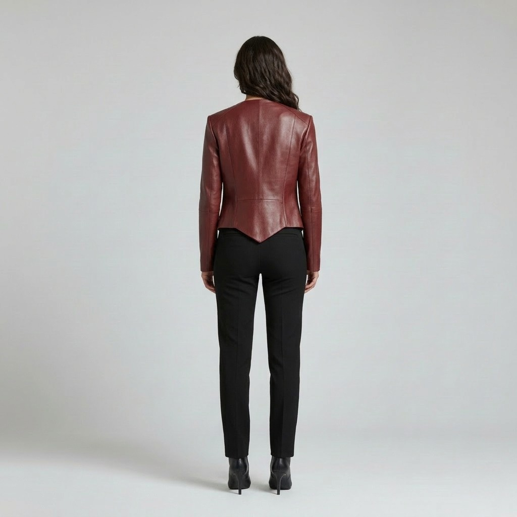 Asymmetric Zip Cropped Leather Jacket