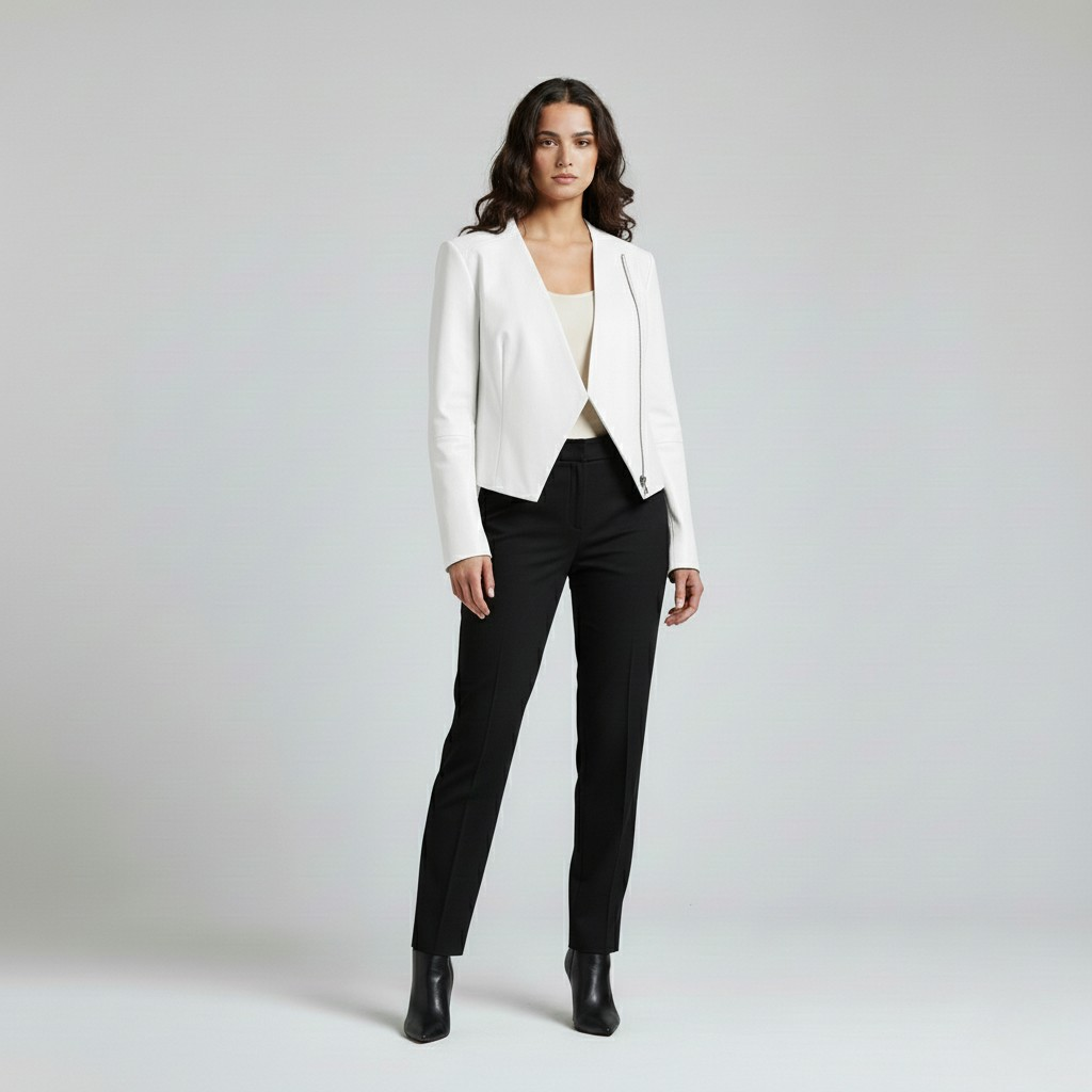 Asymmetric Zip Cropped Leather Jacket