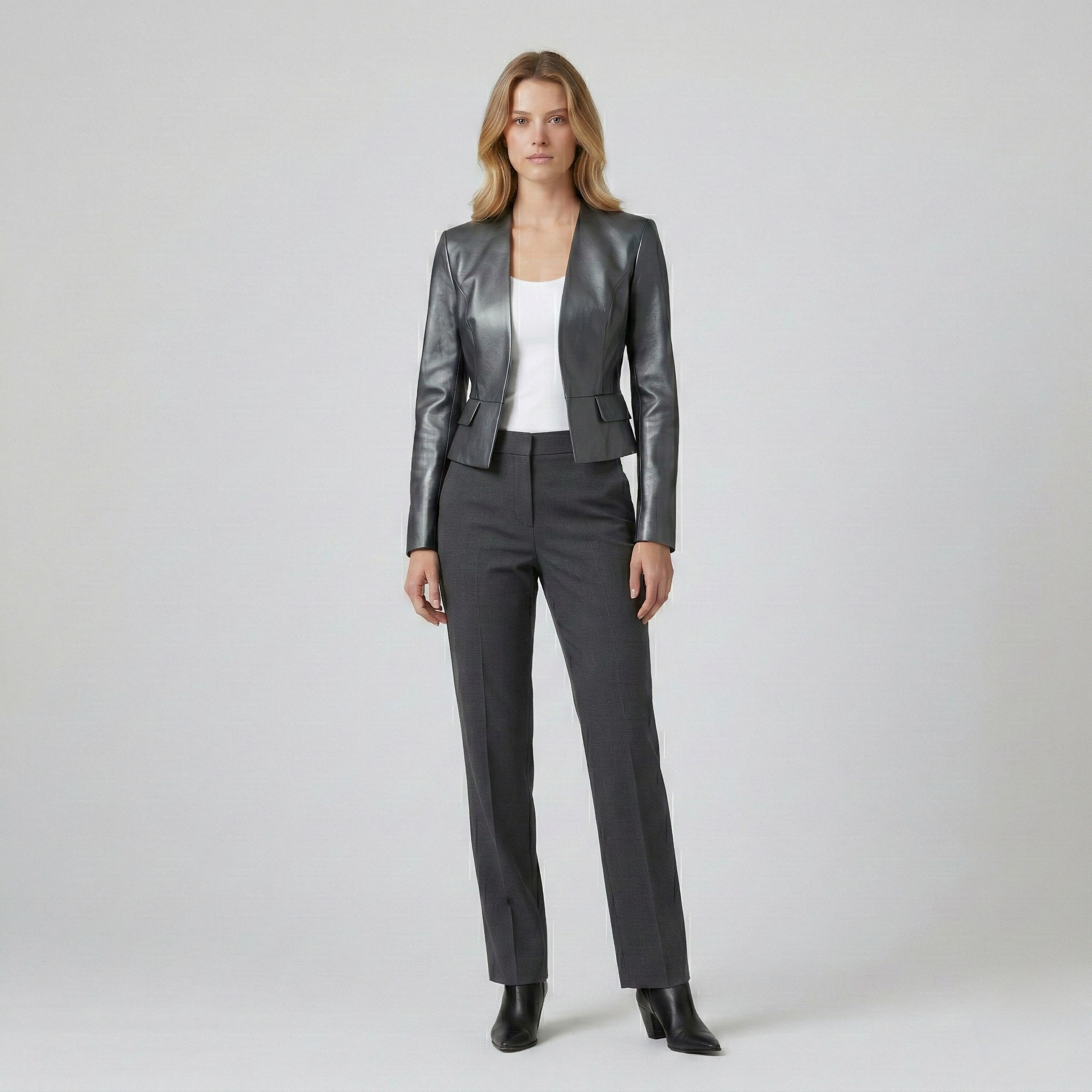 Metallic Finish Cropped Tailored Jacket