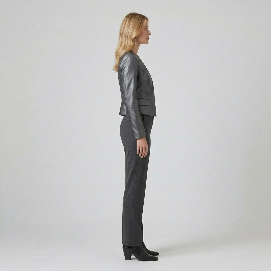 Metallic Finish Cropped Tailored Jacket