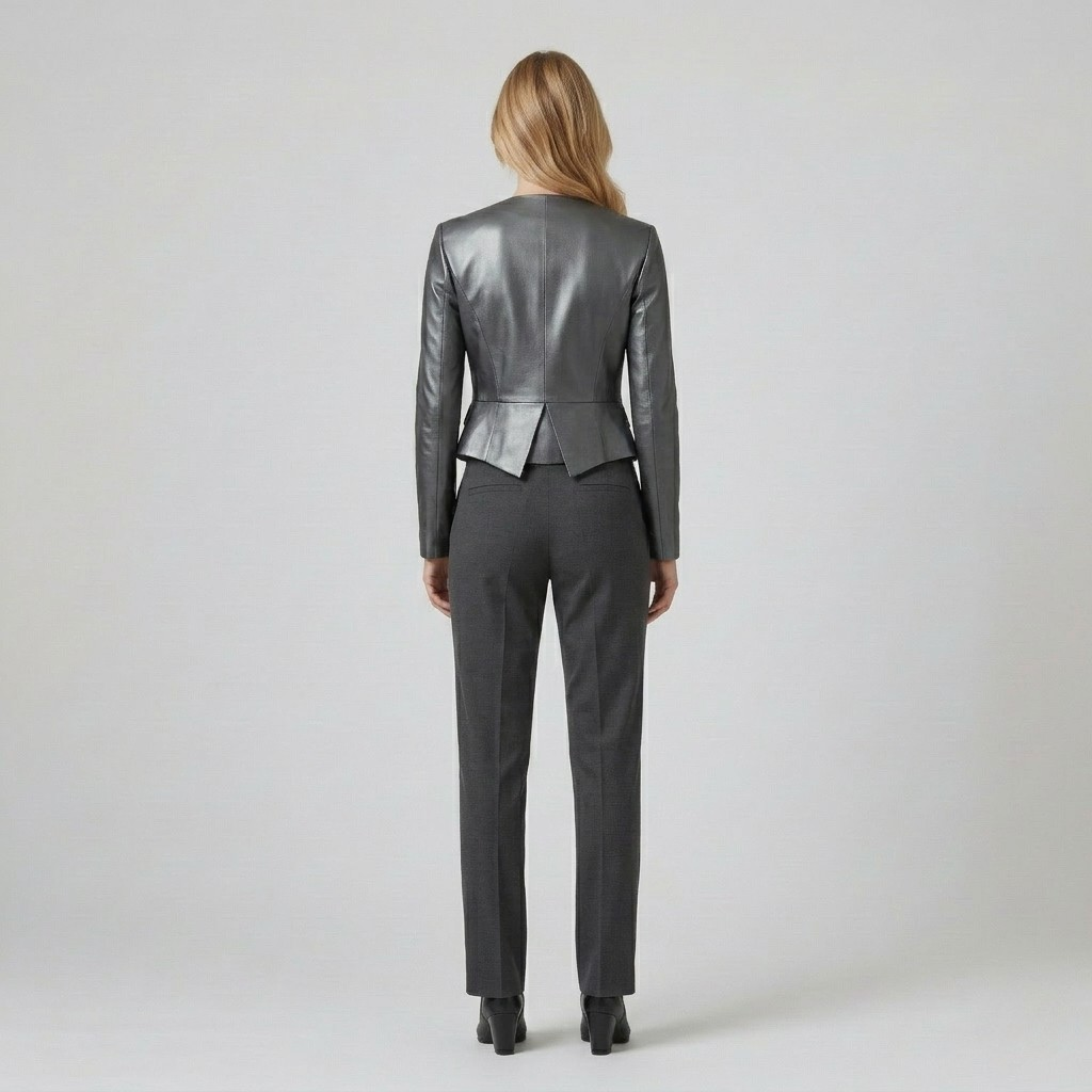 Metallic Finish Cropped Tailored Jacket