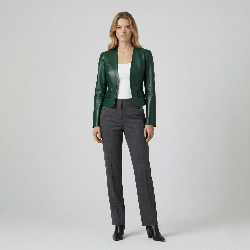 Metallic Finish Cropped Tailored Jacket