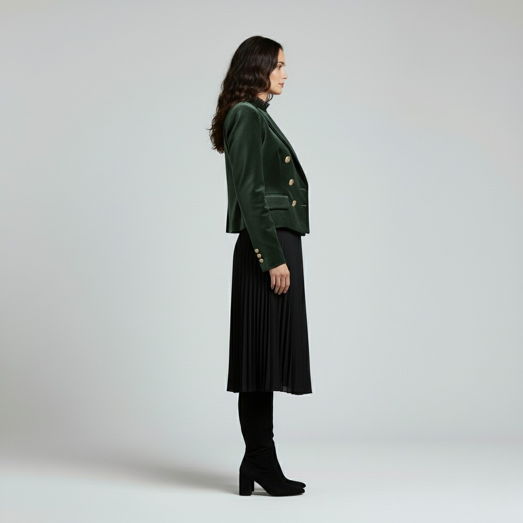 Double-Breasted Structured Leather Blazer