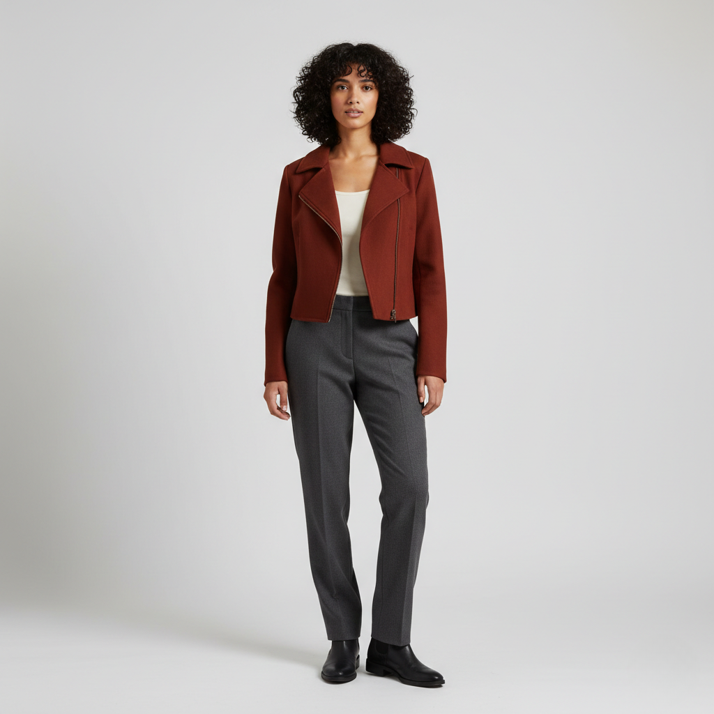 Minimalist Asymmetrical Zip Cropped Jacket