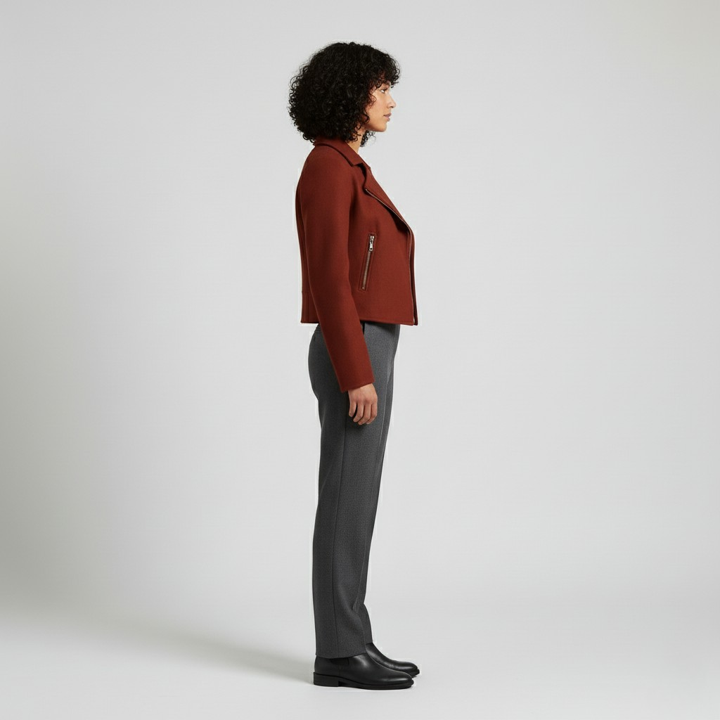 Minimalist Asymmetrical Zip Cropped Jacket