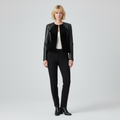 Mixed-Texture Structured Cropped Jacket