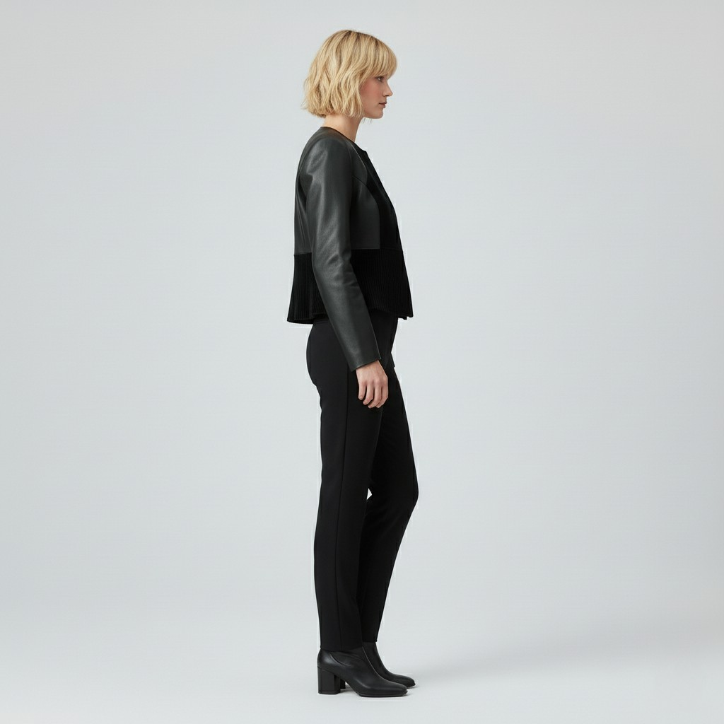 Mixed-Texture Structured Cropped Jacket