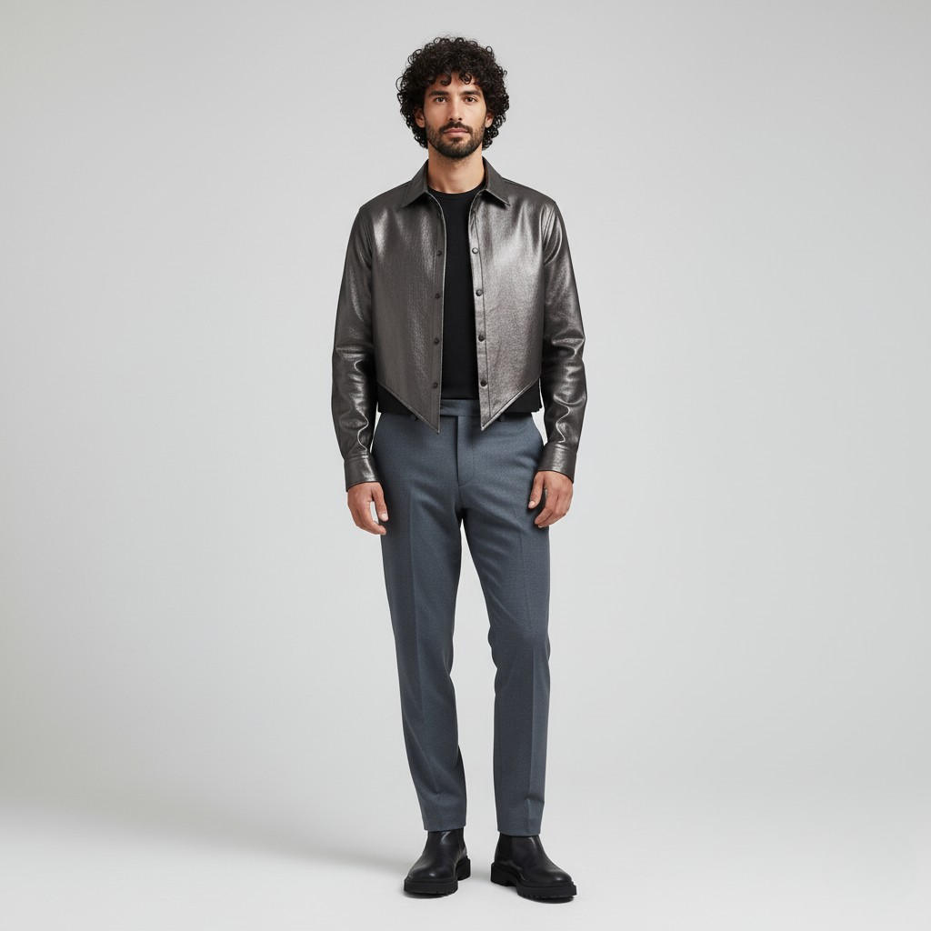 Cropped Button-Up Jacket