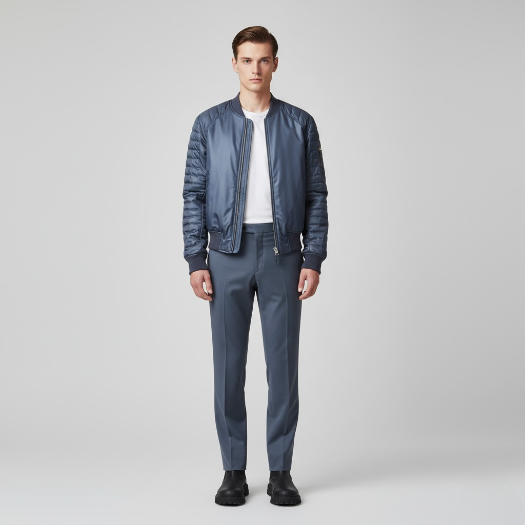 Quilted Sleeve Bomber Jacket