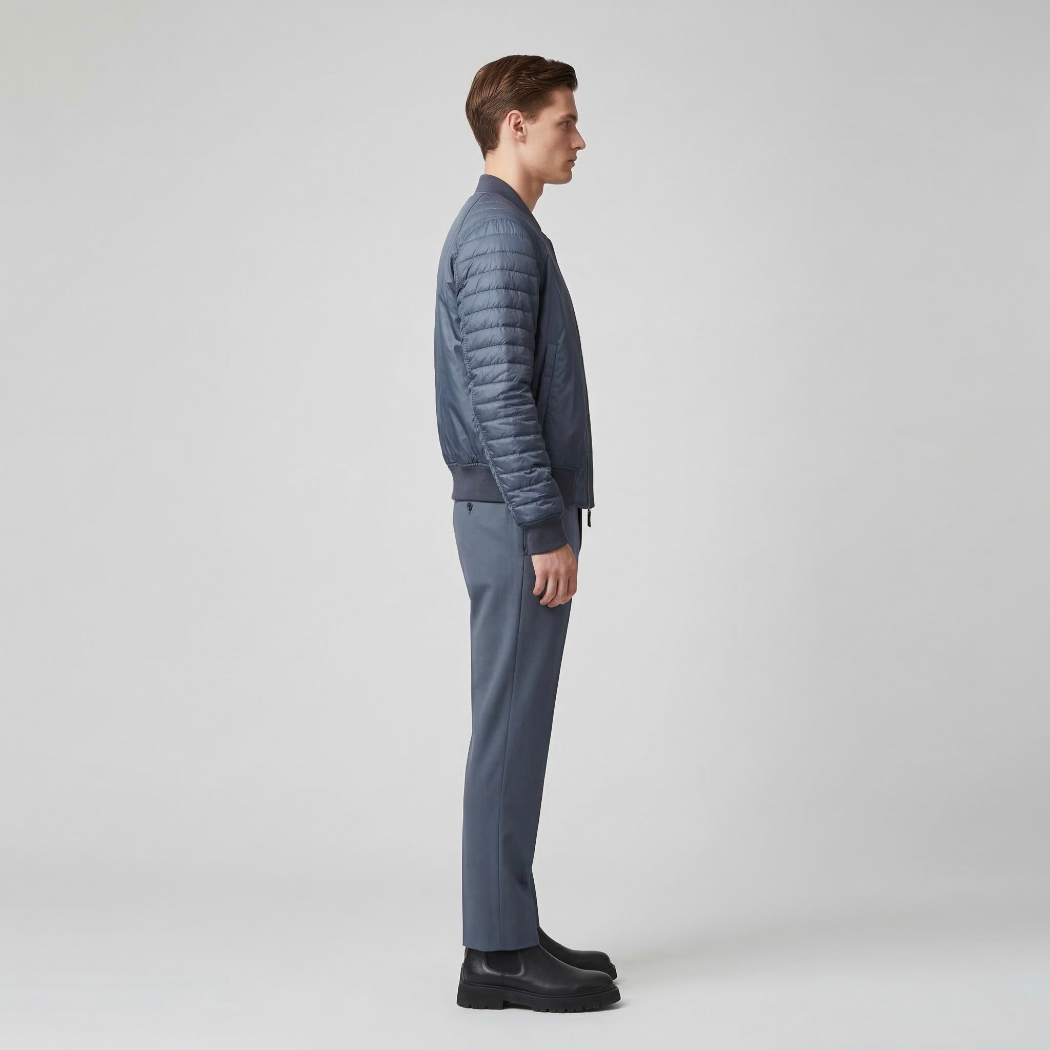 Quilted Sleeve Bomber Jacket