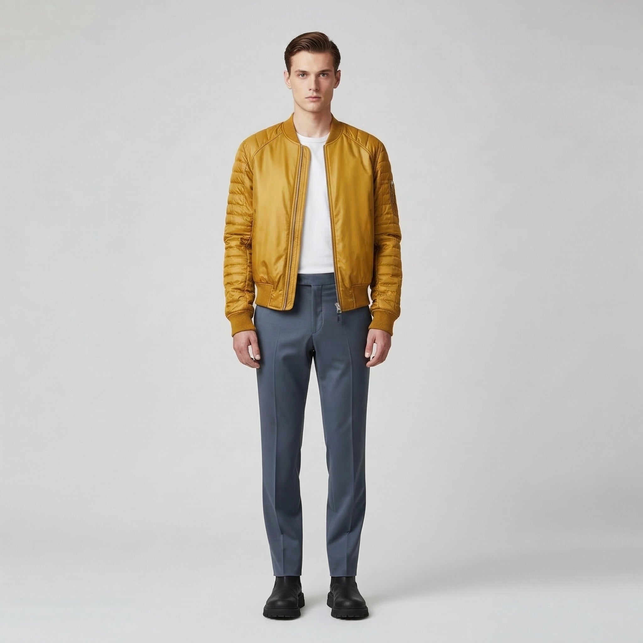 Quilted Sleeve Bomber Jacket