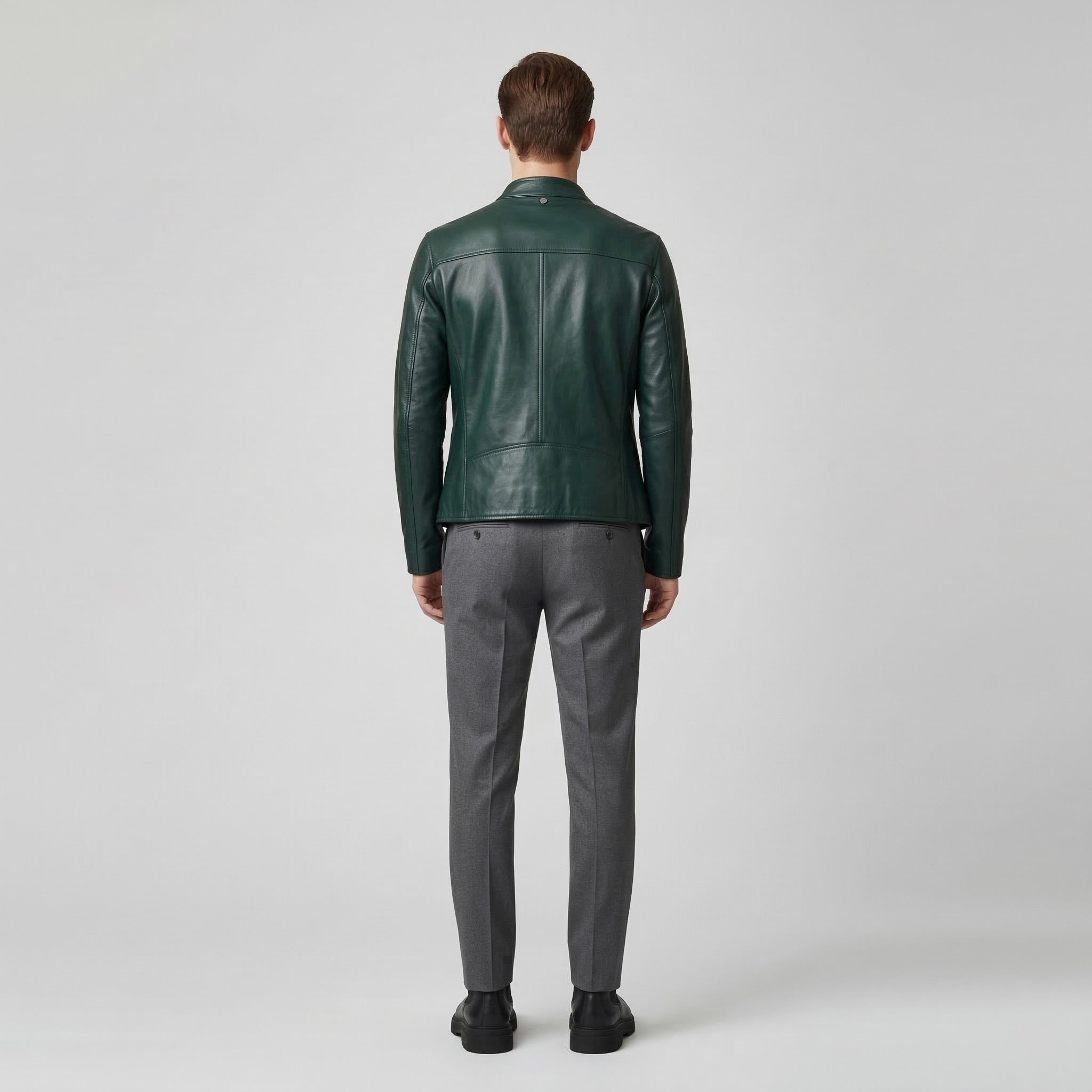 Asymmetric Zip Leather Jacket