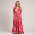 Clara Floral Tiered Maxi Dress — Women's V Neck Puff Sleeve Dress
