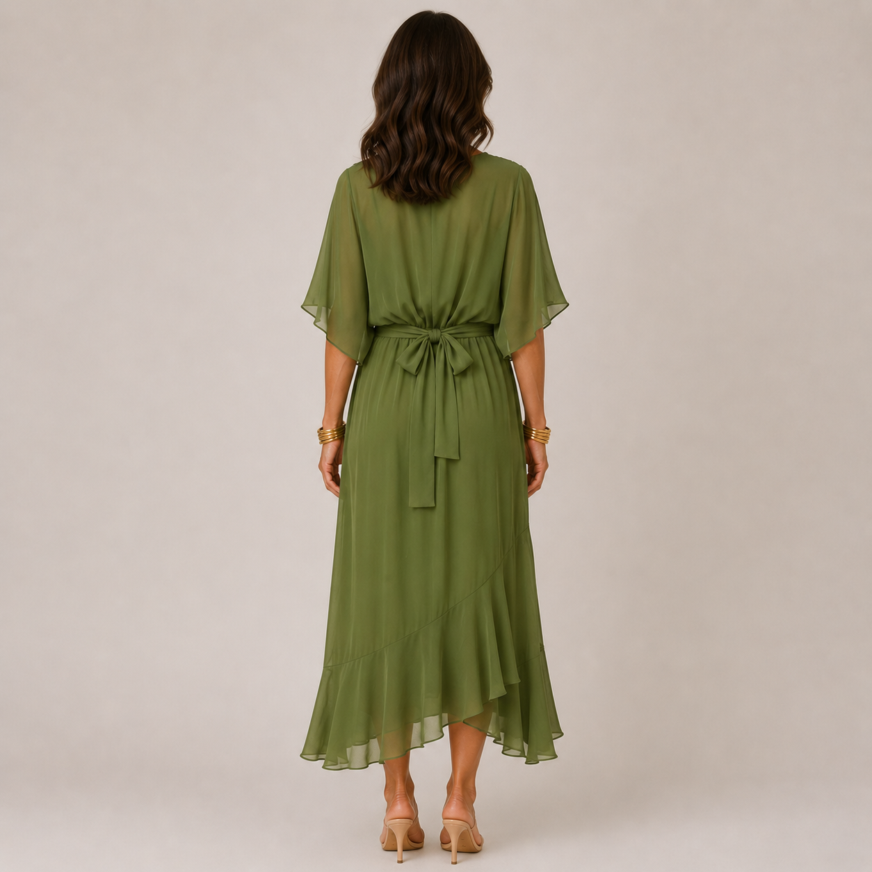 Clara Wrap Midi Dress — Women's Kimono Sleeve Belted Summer Dress