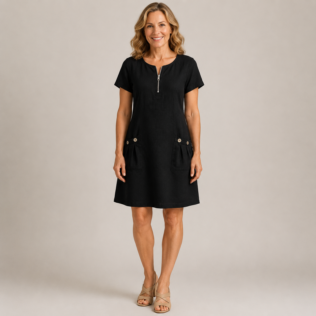 Women's Blue A-Line Summer Dress — Flowing Everyday Occasion Dress