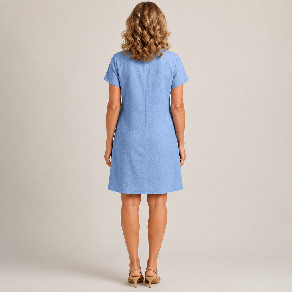 Women's Blue A-Line Summer Dress — Flowing Everyday Occasion Dress