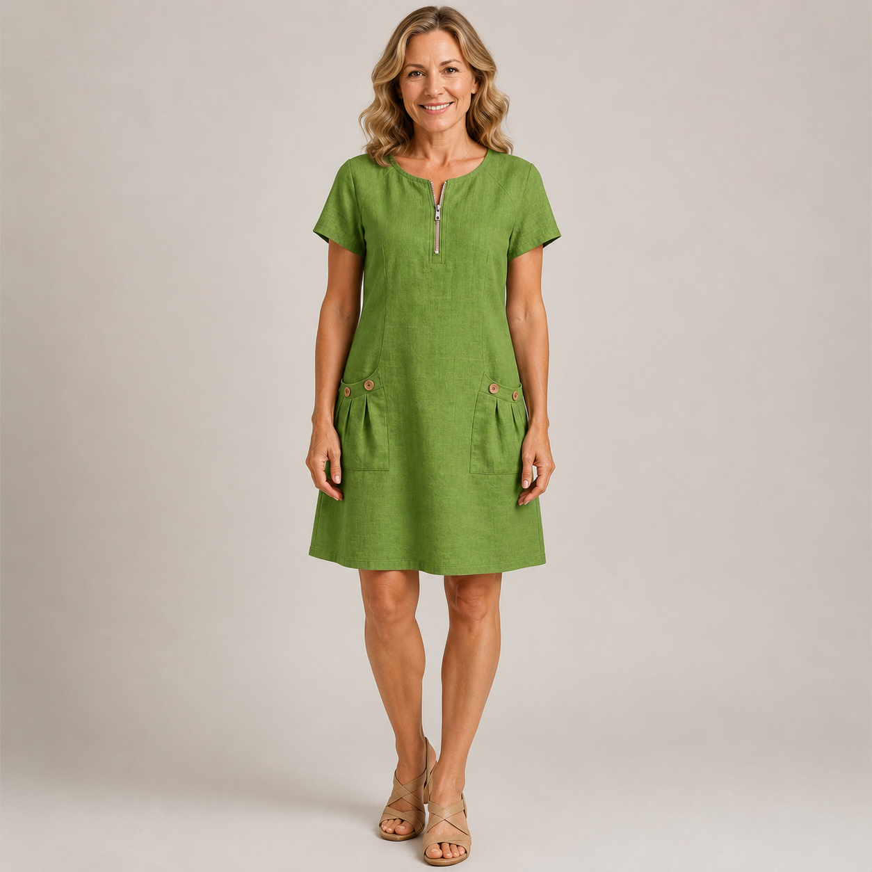Women's Blue A-Line Summer Dress — Flowing Everyday Occasion Dress