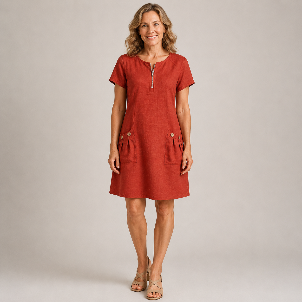 Women's Blue A-Line Summer Dress — Flowing Everyday Occasion Dress