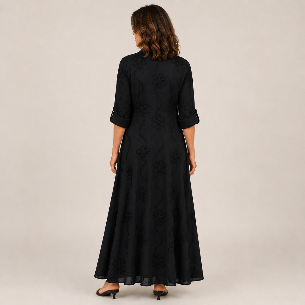 Clara Boho Floral Maxi Dress — Women's Embroidered V Neck Summer Dress