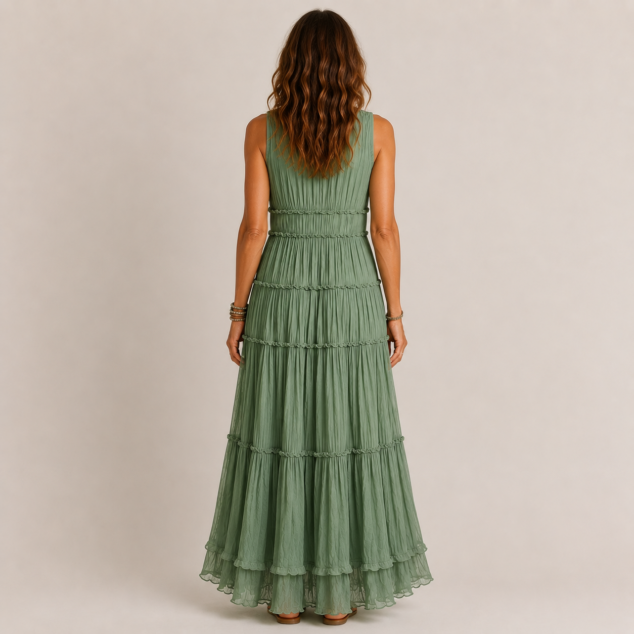 Clara Boho Tiered Maxi Dress — Women's Sleeveless V-Neck Summer Dress