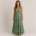Clara Boho Tiered Maxi Dress — Women's Sleeveless V-Neck Summer Dress
