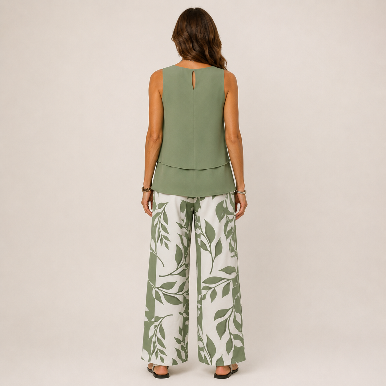 Clara Ruffle Neck Jumpsuit — Women's Sleeveless Wide Leg Textured Jumpsuit