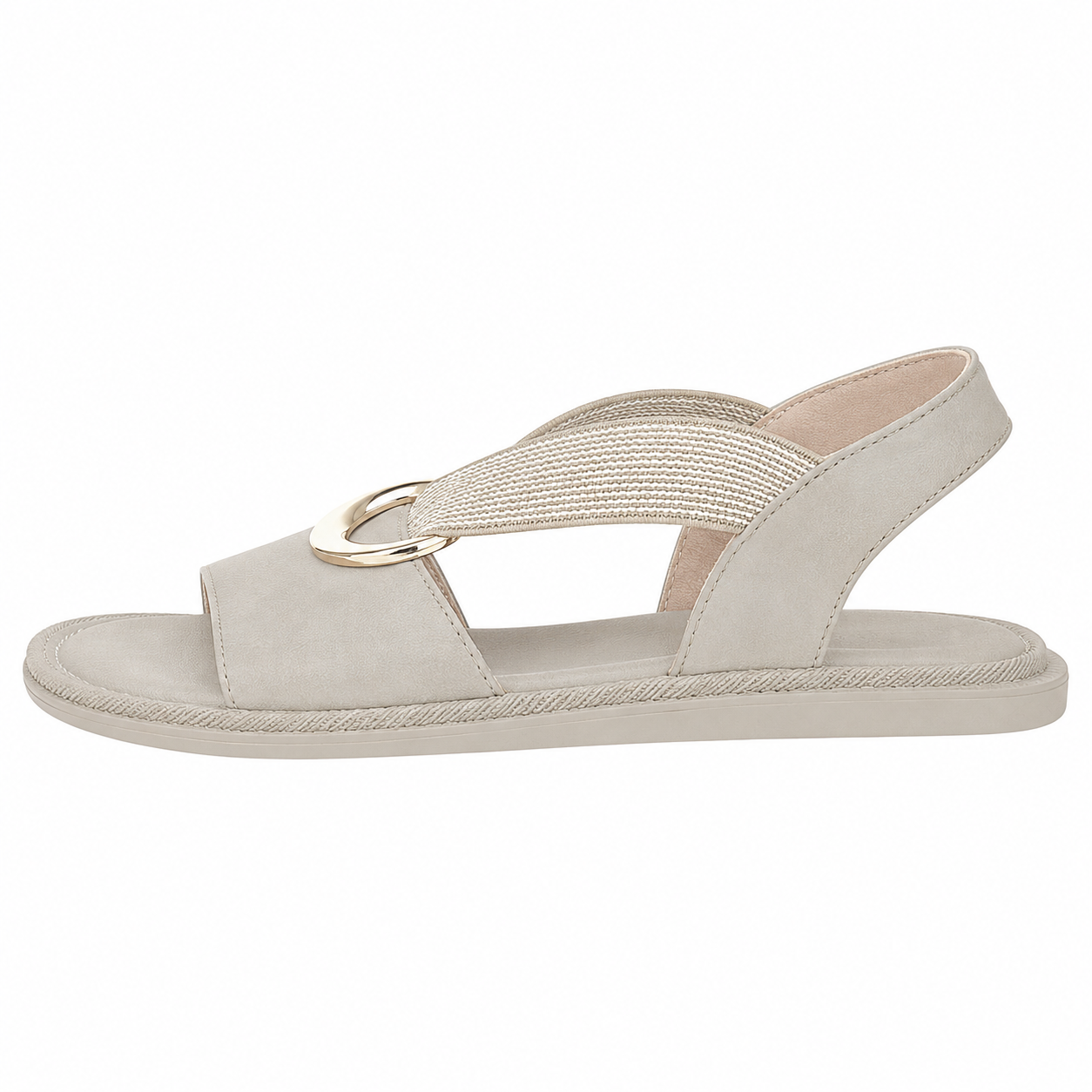 Clara Buckle Flat Sandal — Women's Open Toe Slip-On Summer Sandal