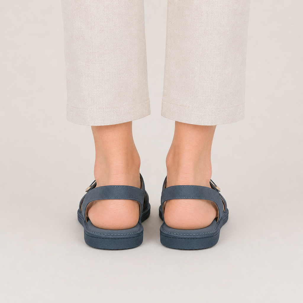 Clara Buckle Flat Sandal — Women's Open Toe Slip-On Summer Sandal