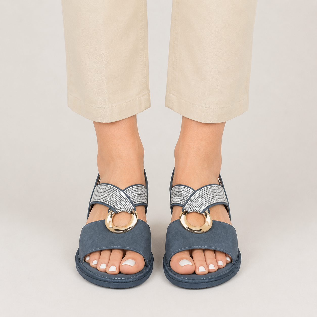 Clara Buckle Flat Sandal — Women's Open Toe Slip-On Summer Sandal