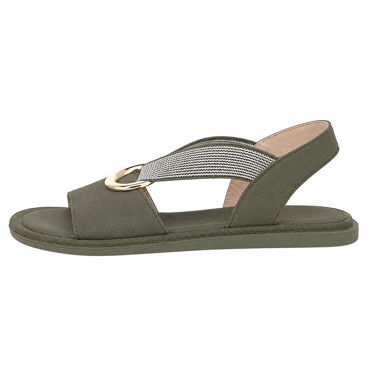 Clara Buckle Flat Sandal — Women's Open Toe Slip-On Summer Sandal