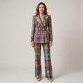 Women's Check Trouser Suit — Two Piece Double Breasted Blazer Set