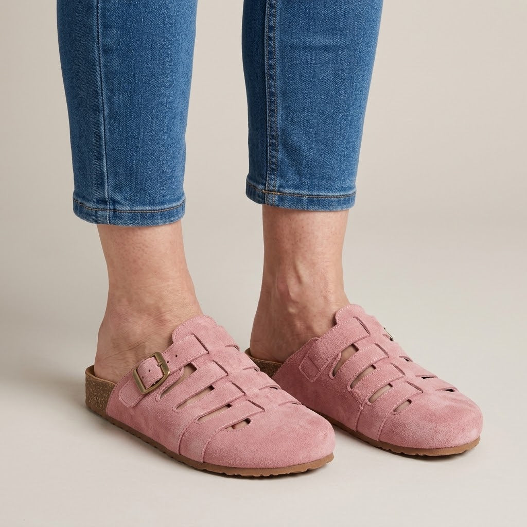 Women's Yellow Closed Toe Mules — Buckle Cut-Out Slip-On Clog Sandals