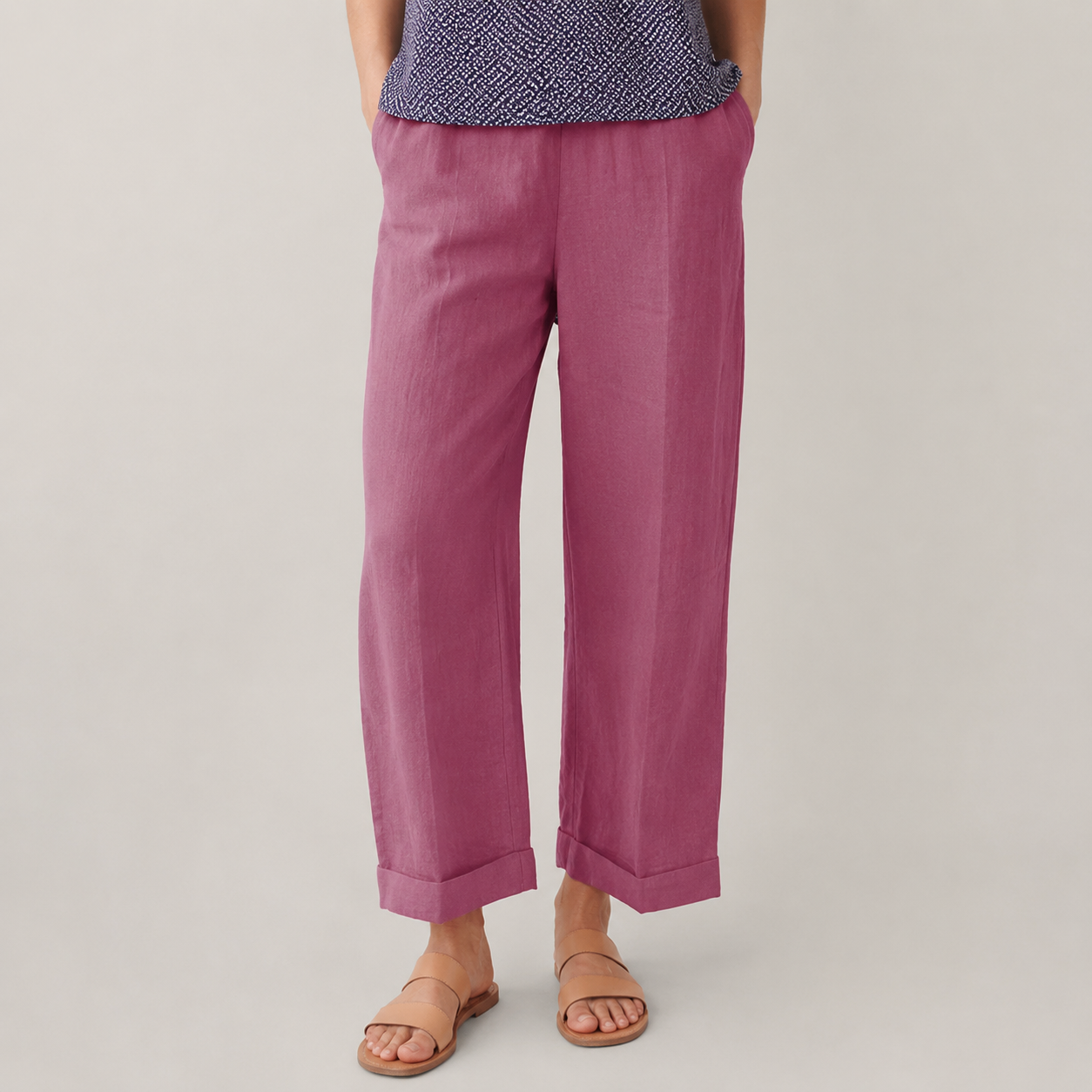 Clara Coastal Cropped Trousers — Women's Wide Leg Pull-On Trousers