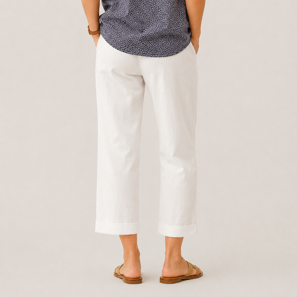 Clara Coastal Cropped Trousers — Women's Wide Leg Pull-On Trousers