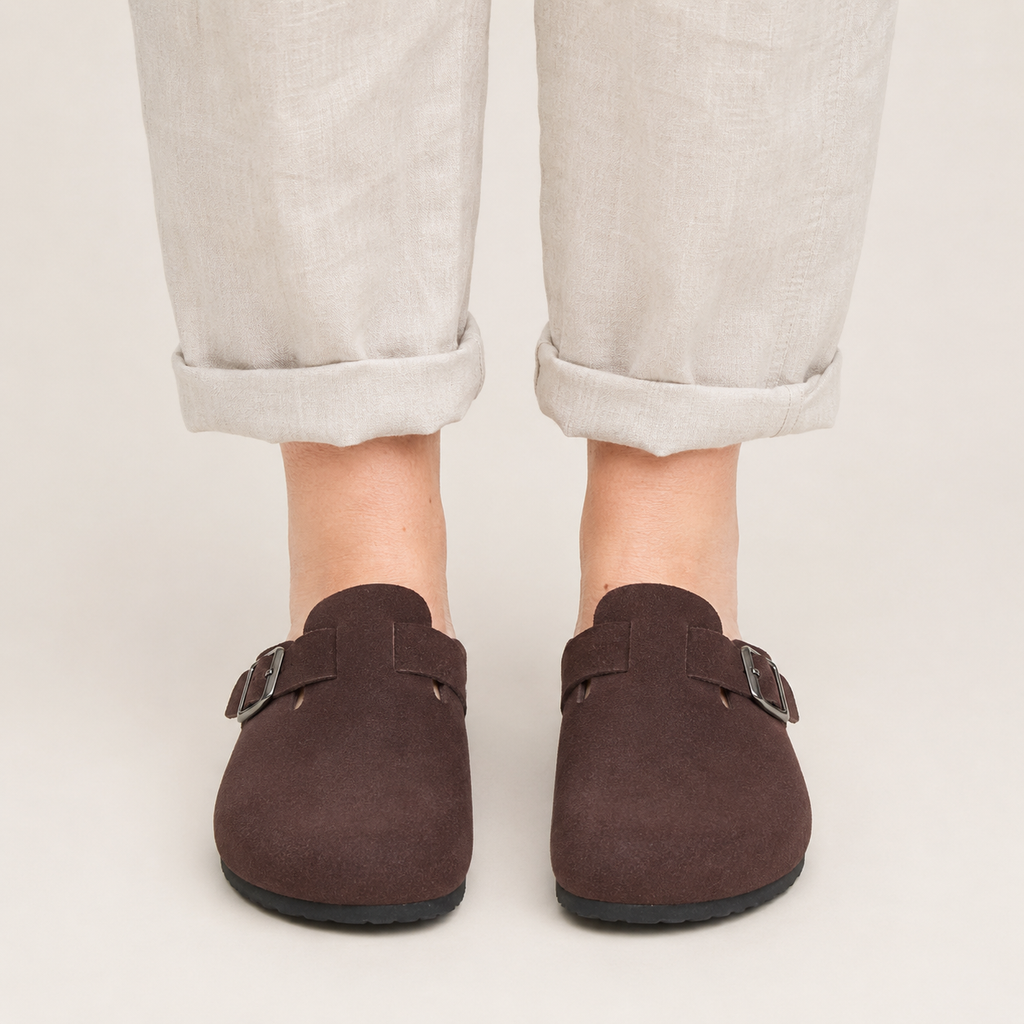 Clara Cork Buckle Clog — Women's Slip-On Comfort Mule