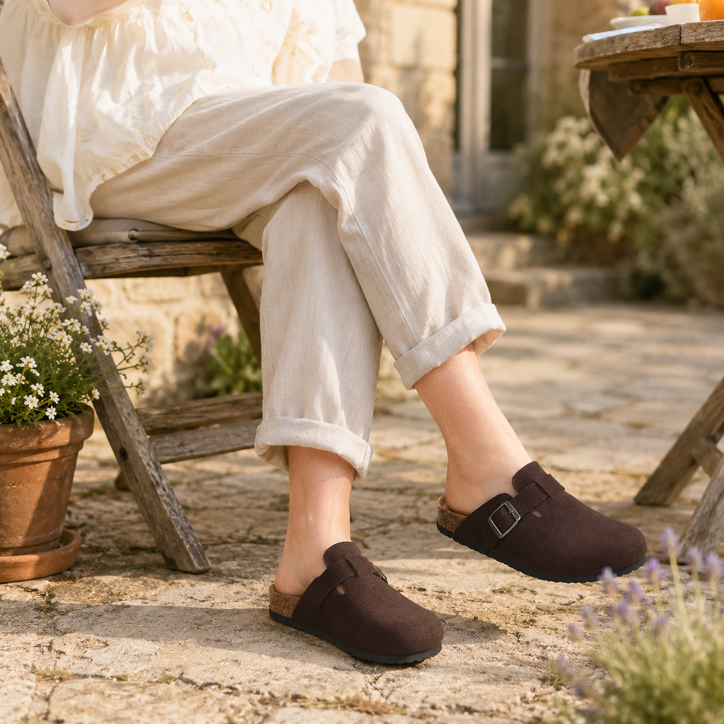 Clara Cork Buckle Clog — Women's Slip-On Comfort Mule