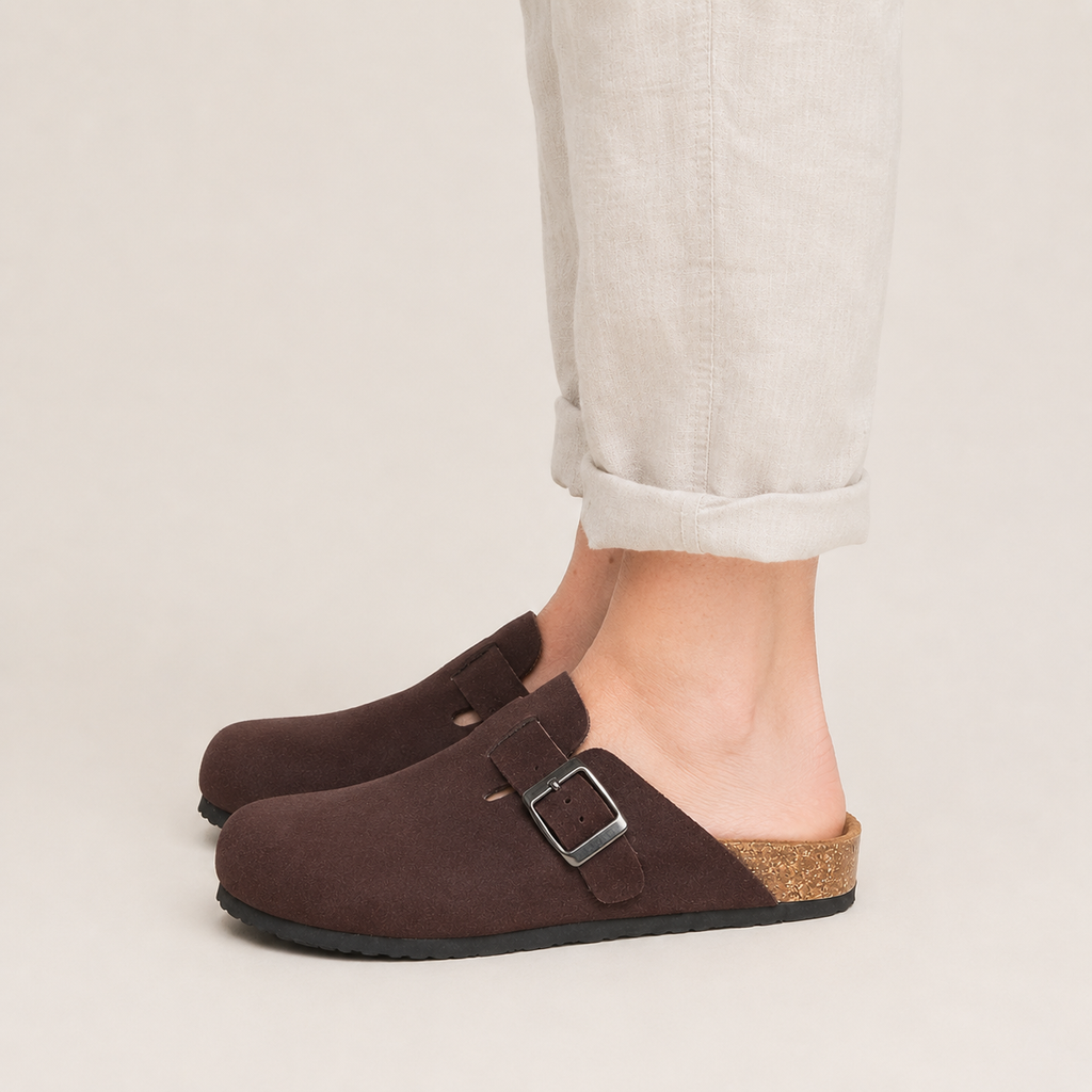 Clara Cork Buckle Clog — Women's Slip-On Comfort Mule